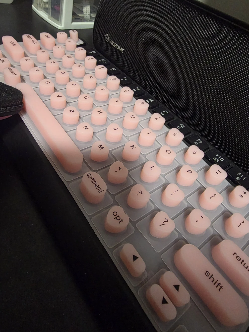 Pink Silicone Foldable Keyboard Protective Cover with Carry Case